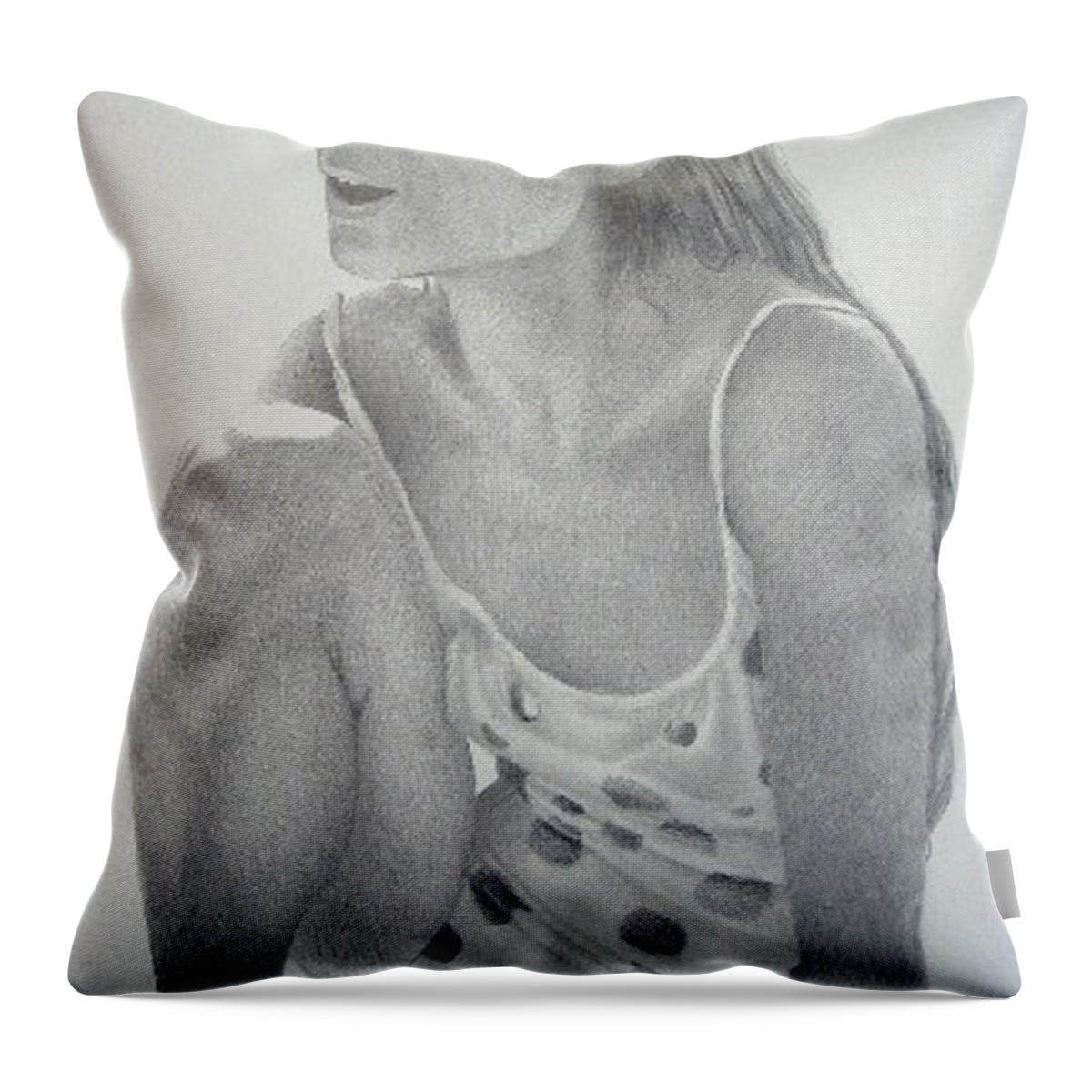 Woman Throw Pillow featuring the drawing Poke-A-Dot Beauty by William Michel