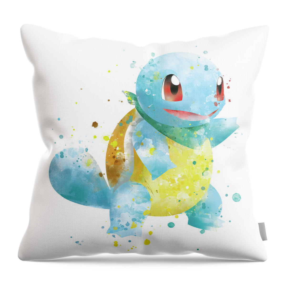 Pokemon Throw Pillow featuring the mixed media Pokemon Squirtle by Monn Print