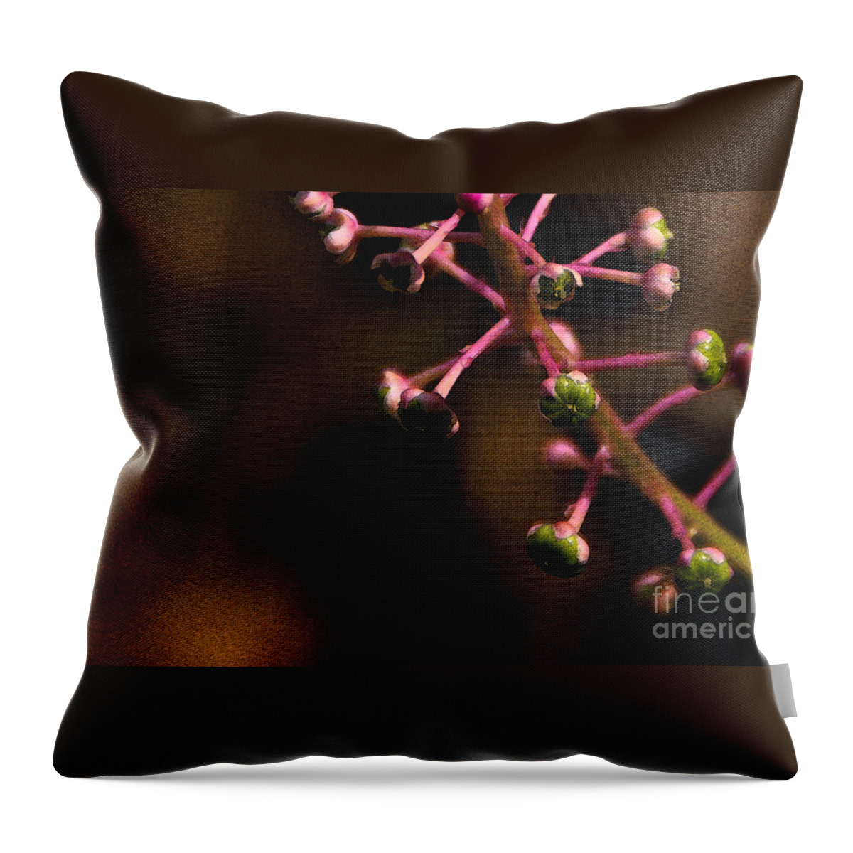 Pokeweed Throw Pillow featuring the photograph Pokeweed Emerges - wc by Linda Shafer