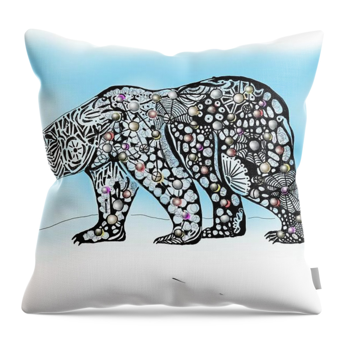 Doodle Throw Pillow featuring the digital art Polar bear doodle by Darren Cannell