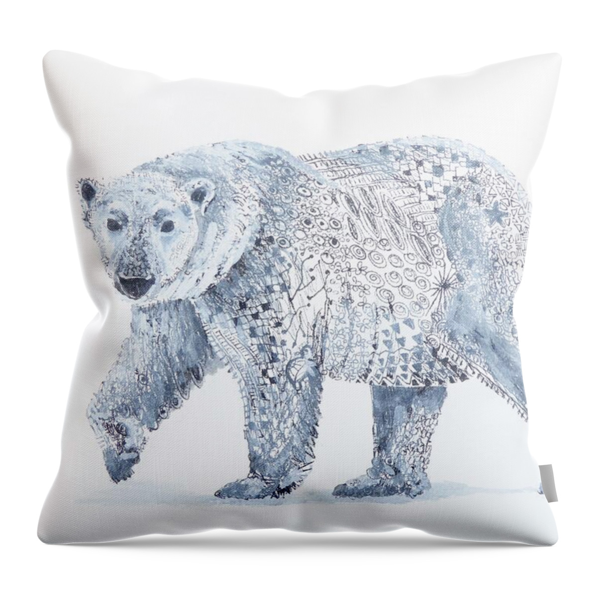 Bear Throw Pillow featuring the painting Polar Bear by Yvonne Ankerman