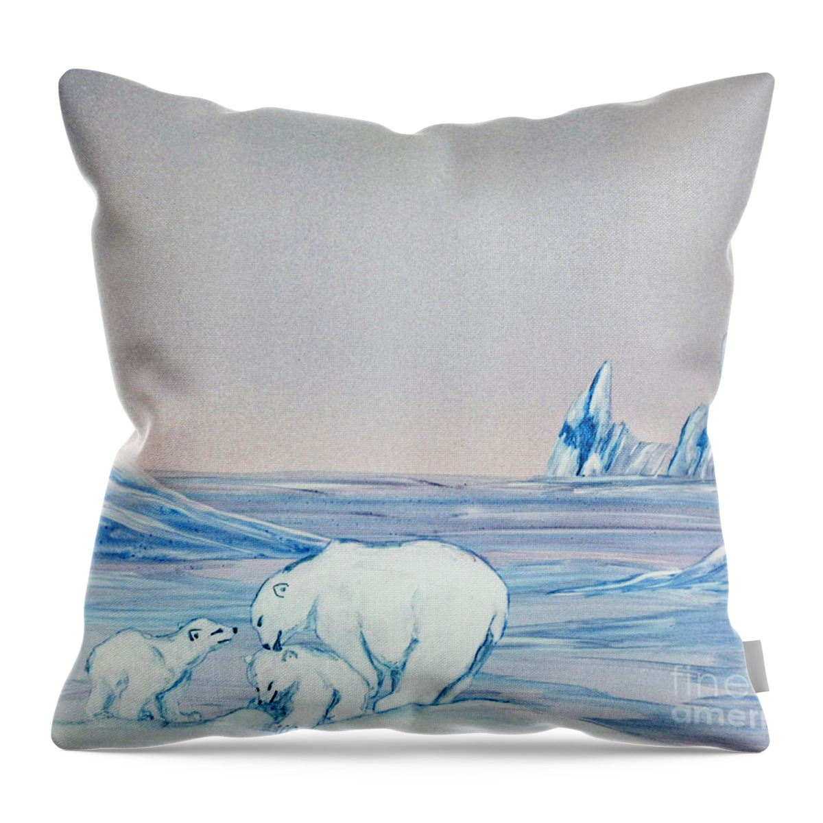 Painting Throw Pillow featuring the painting Polar Ice by Terri Mills