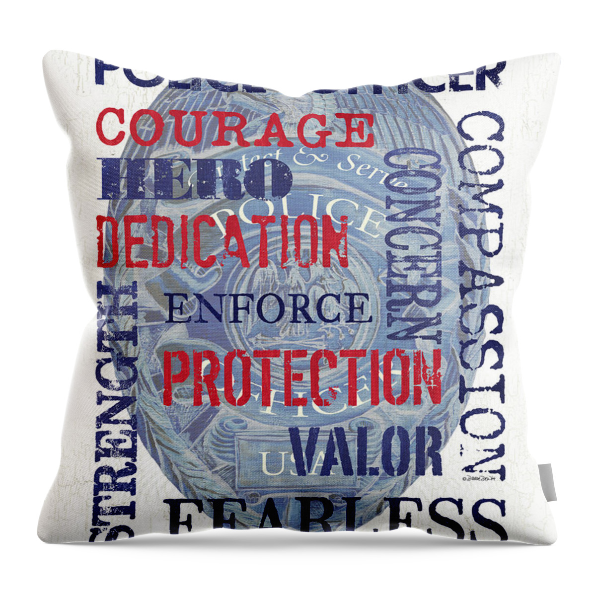 Police Throw Pillow featuring the painting Police Inspirational 1 by Debbie DeWitt