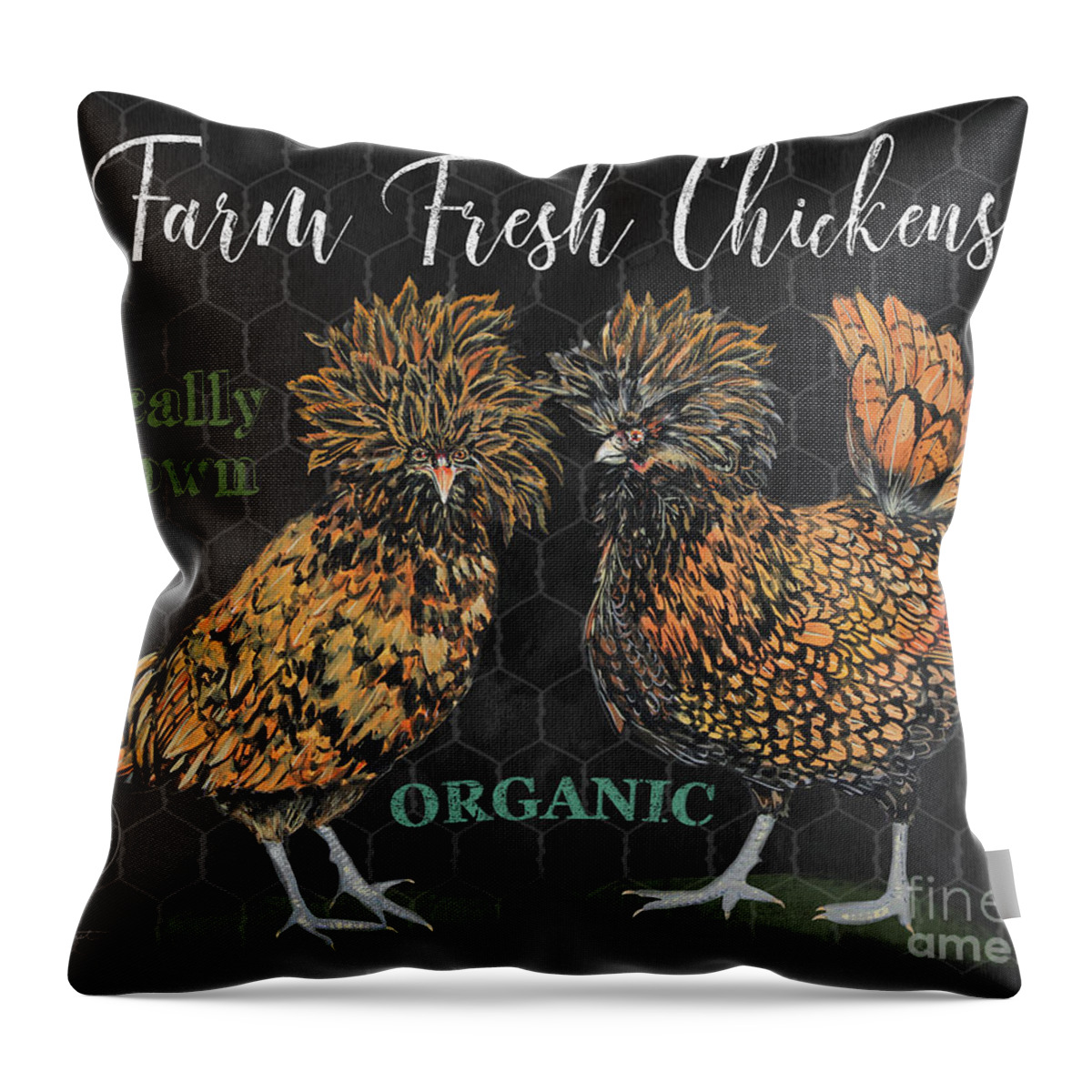 Hen Throw Pillow featuring the painting Polish Hen-E by Jean Plout
