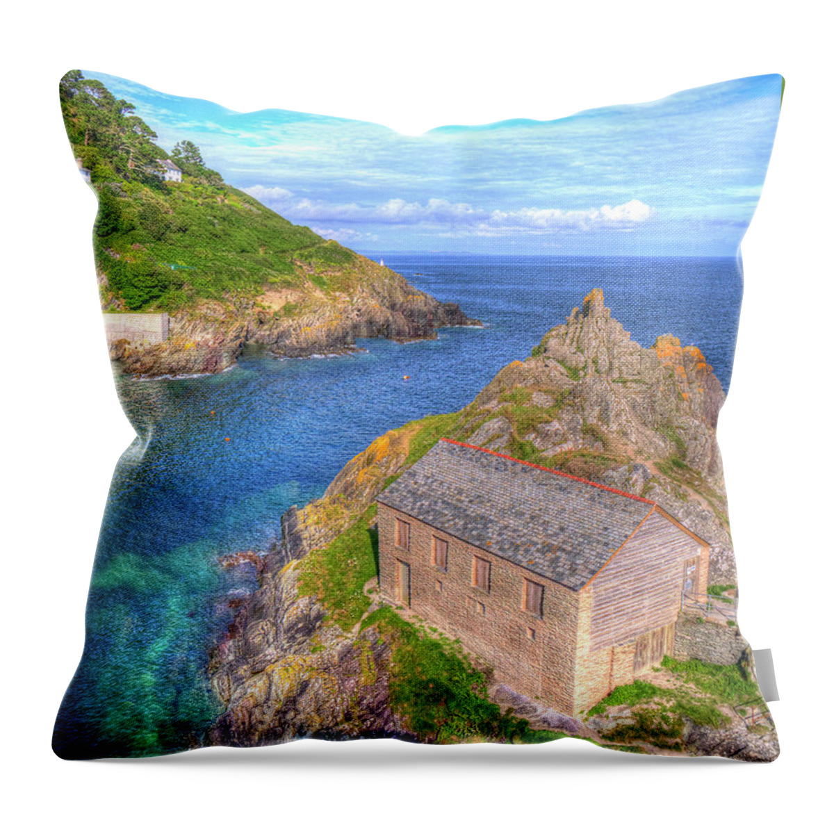 Polperro Throw Pillow featuring the photograph Polperro Entrance by Hazy Apple