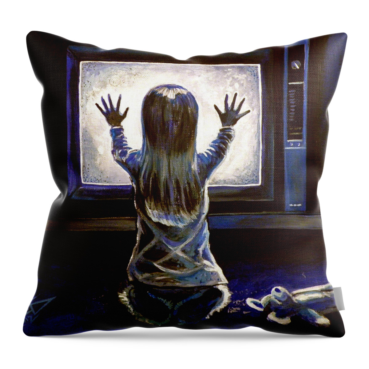 Poltergeist Throw Pillow featuring the painting Poltergeist by Tom Carlton