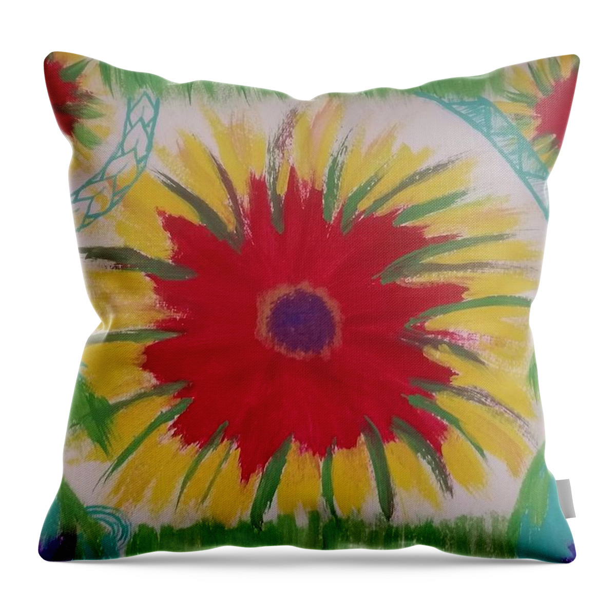 Flower Throw Pillow featuring the painting Polynesian Floral by Vale Anoa'i