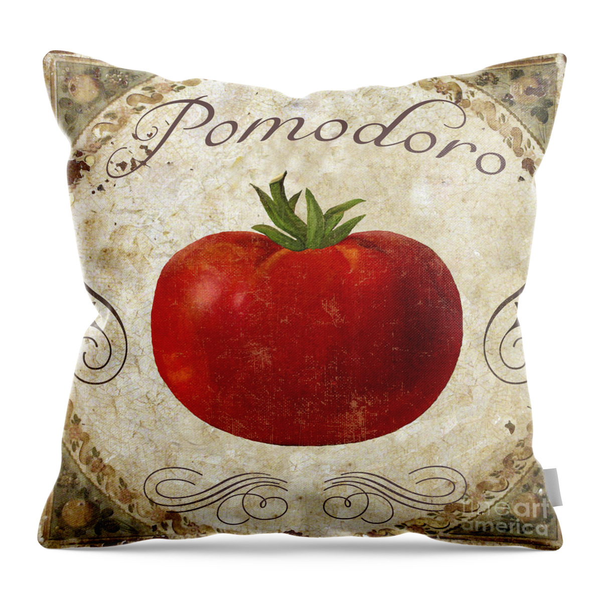 Tomato Throw Pillow featuring the painting Pomodoro Tomato Italian Kitchen by Mindy Sommers