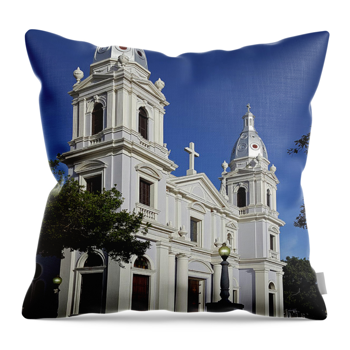 Ponce Throw Pillow featuring the photograph Ponce Cathedral by Guillermo Rodriguez