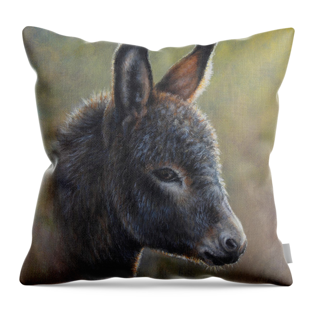 Donkey Throw Pillow featuring the painting Poncho by Kim Lockman