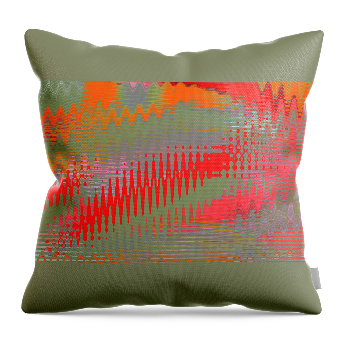 Multicolored Abstract Throw Pillow featuring the digital art Pond Abstract - Summer Colors by Ben and Raisa Gertsberg