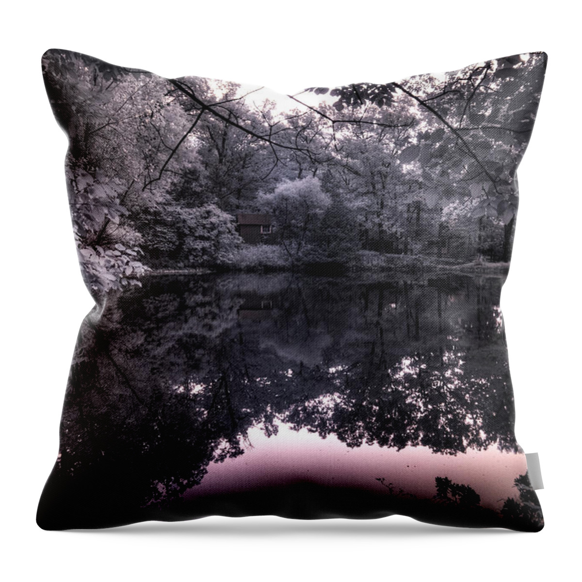 Pond Side Dusk Throw Pillow featuring the photograph Pondside Dusk by William Fields