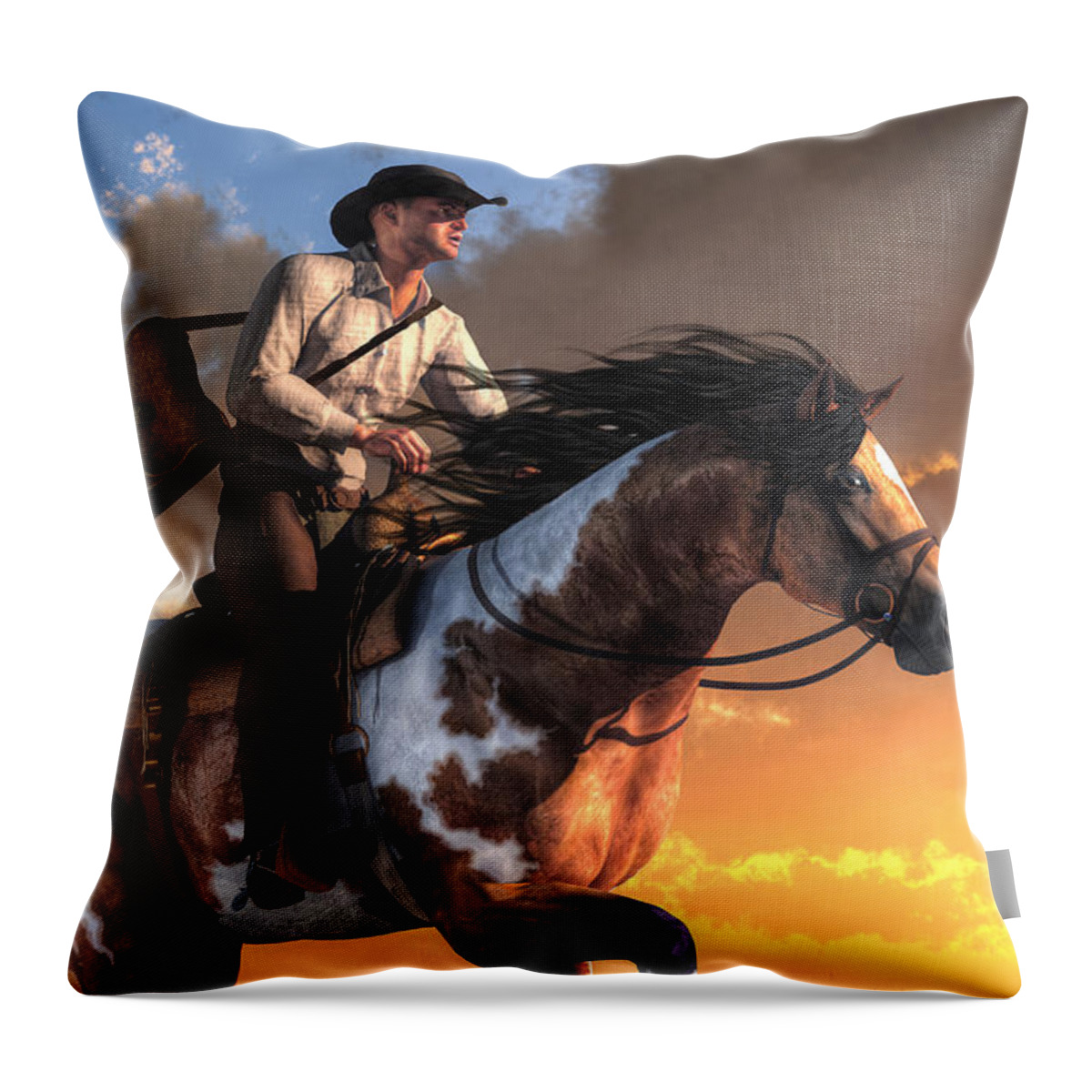 Pony Express Throw Pillow featuring the digital art Pony Express by Daniel Eskridge