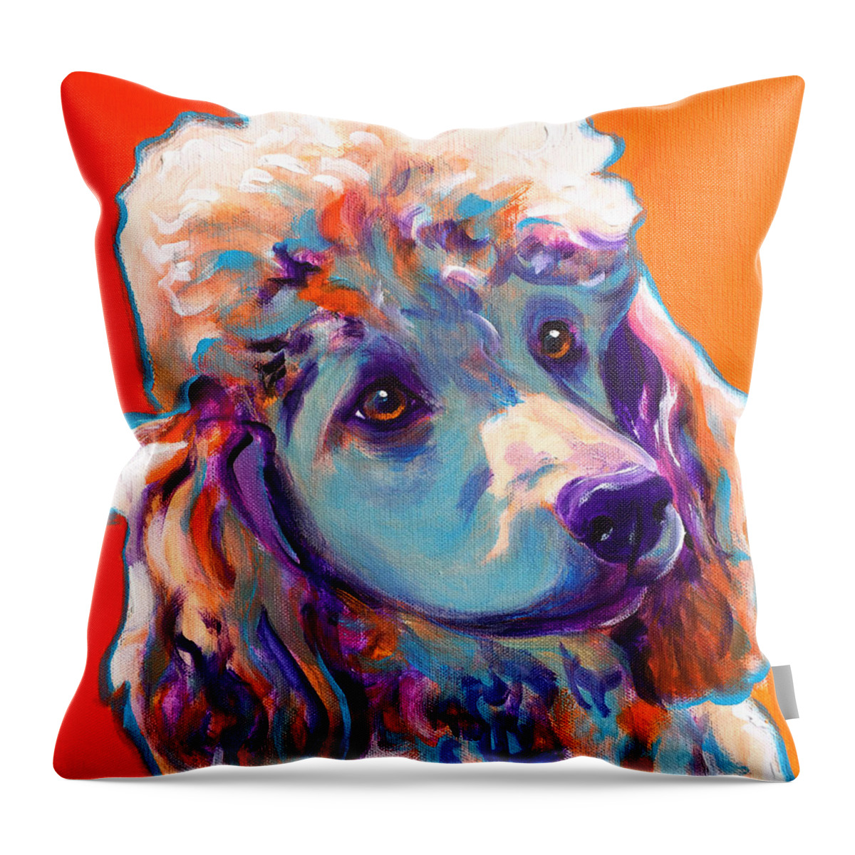 Poodle Throw Pillow featuring the painting Poodle - Bonnie by Dawg Painter