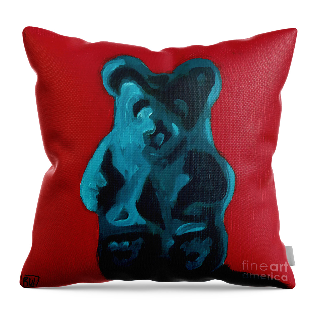 Gummybear Throw Pillow featuring the painting Pop Art Gummy Bear by Robin Wiesneth