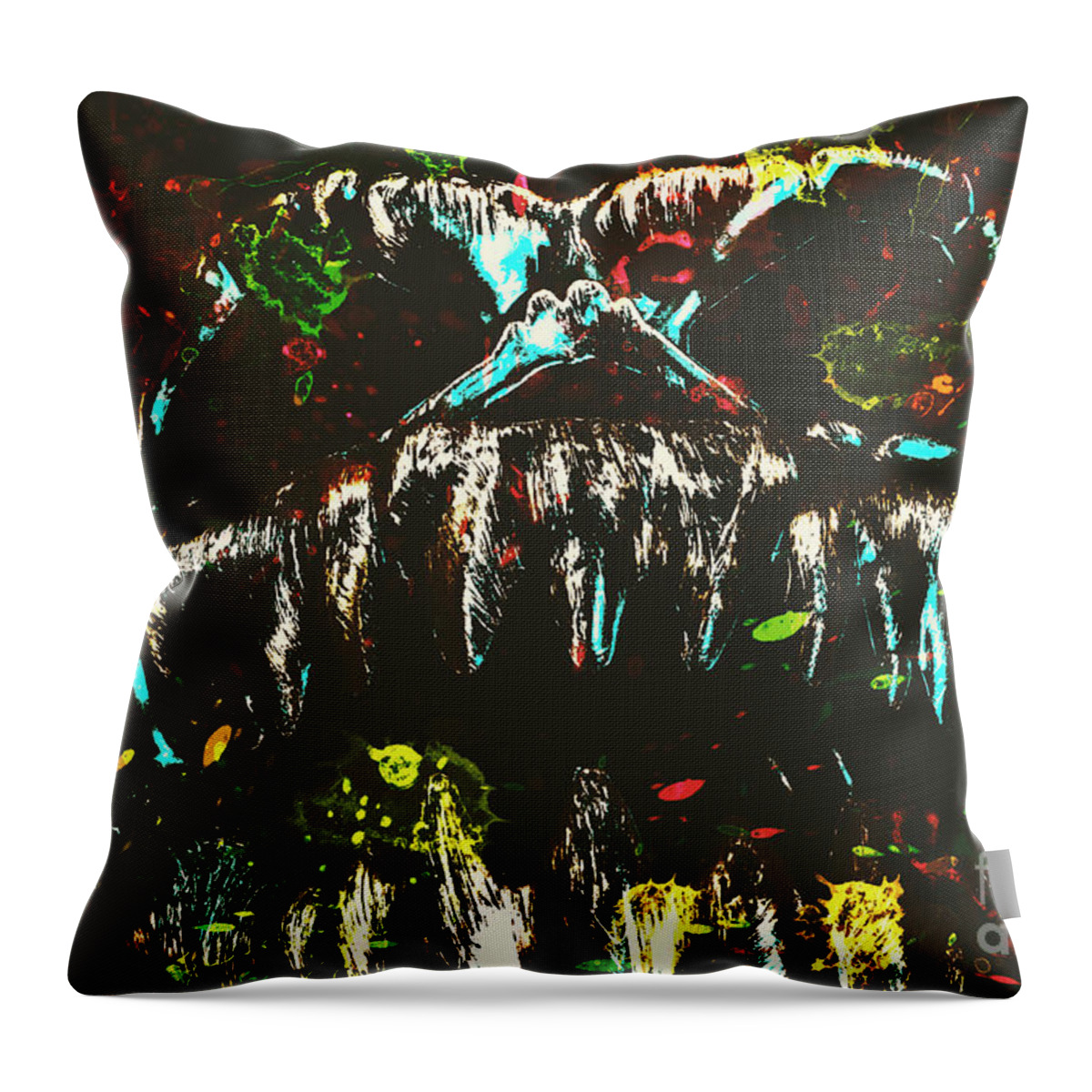 Skull Throw Pillow featuring the photograph Pop art madness by Jorgo Photography