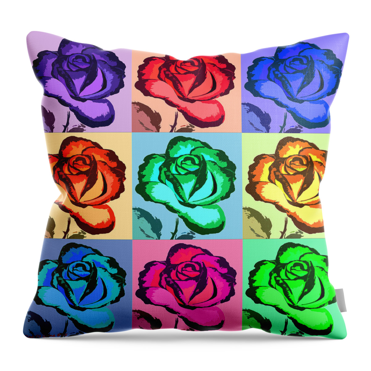 Rose Throw Pillow featuring the painting Pop Art Roses - Square by Gina De Gorna