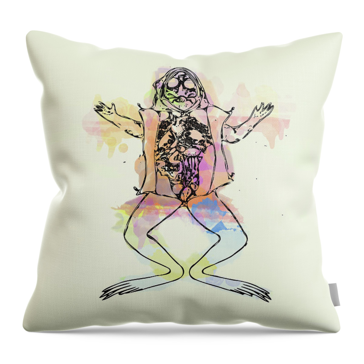Conceptual Throw Pillow featuring the digital art Pop Goes Frog 1 by Keshava Shukla