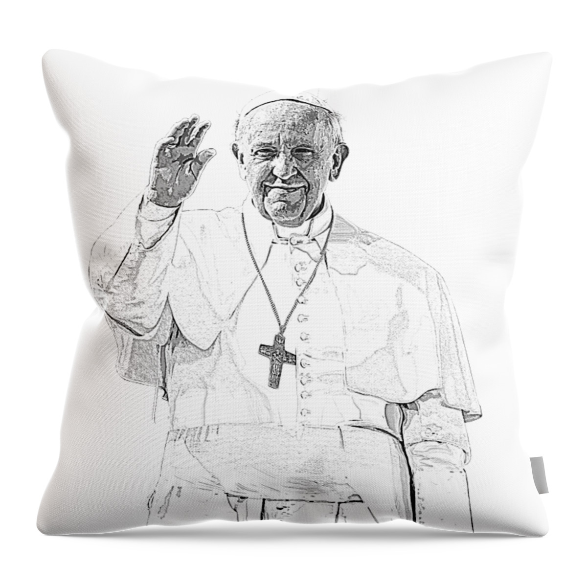Pope Francis Throw Pillow featuring the digital art Pope Francis is Here by Garaga Designs