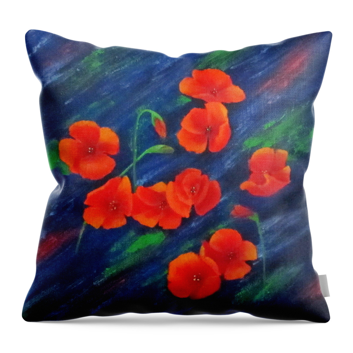 Still Life Throw Pillow featuring the painting Poppies In Abstract by Roseann Gilmore