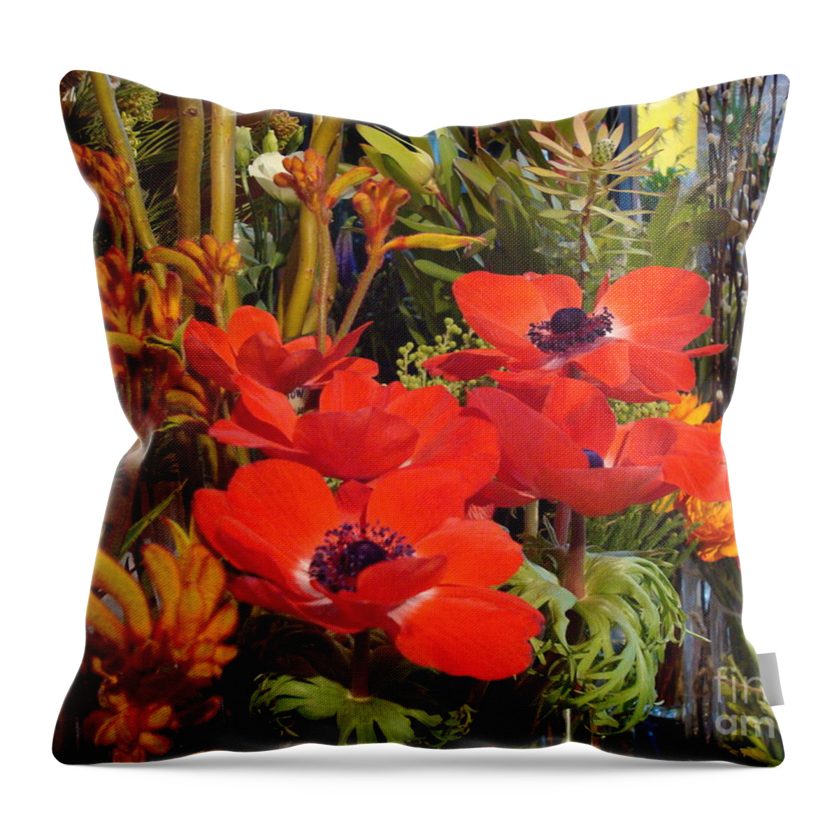 Cathy Dee Janes Throw Pillow featuring the photograph Poppiest by Cathy Dee Janes