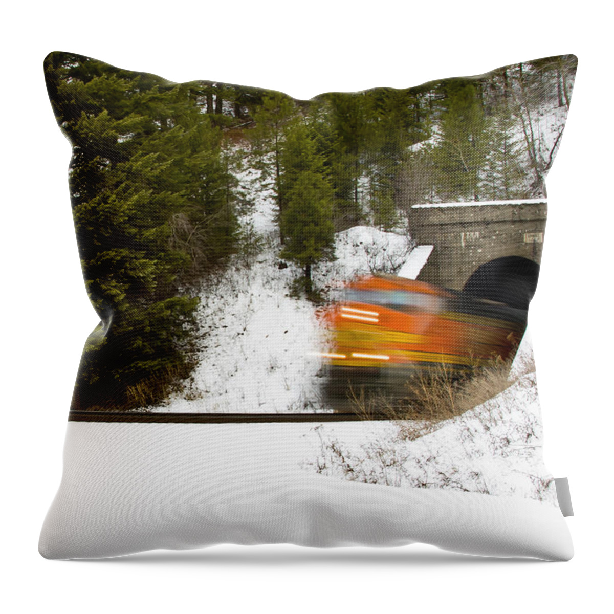 Train Throw Pillow featuring the photograph Popping out of tunnel 1012 by Albert Seger