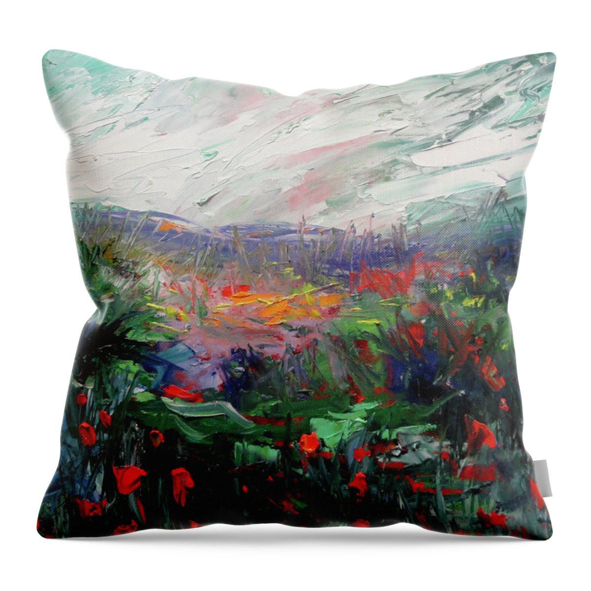 Flowers Throw Pillow featuring the painting Poppy Dream by Shannon Grissom