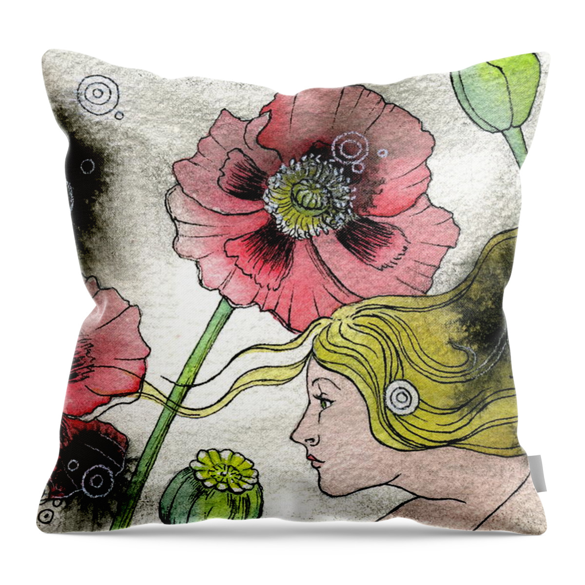 Poppies Throw Pillow featuring the painting Poppy Dream by Sheri Howe