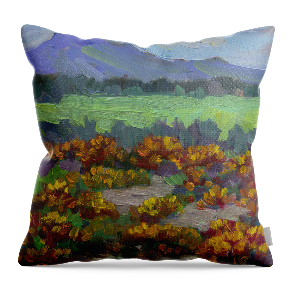 Poppy Throw Pillow featuring the painting Poppy Field at Fort Apache Indian Reservation by Diane McClary