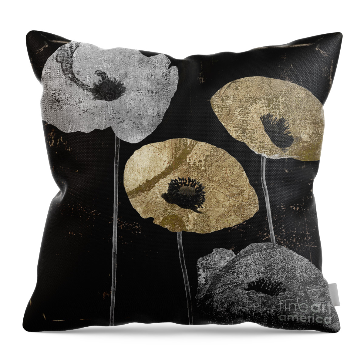 Gold Poppy Throw Pillow featuring the painting Poppyville by Mindy Sommers
