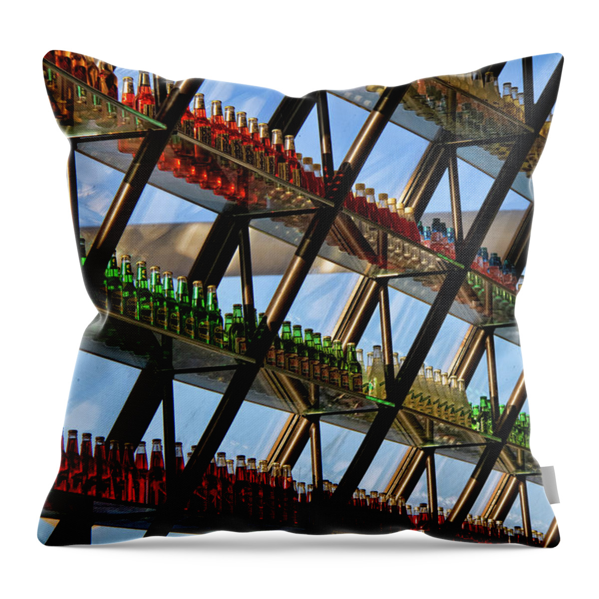 Pop's Throw Pillow featuring the photograph Pop's Bottles by Lana Trussell
