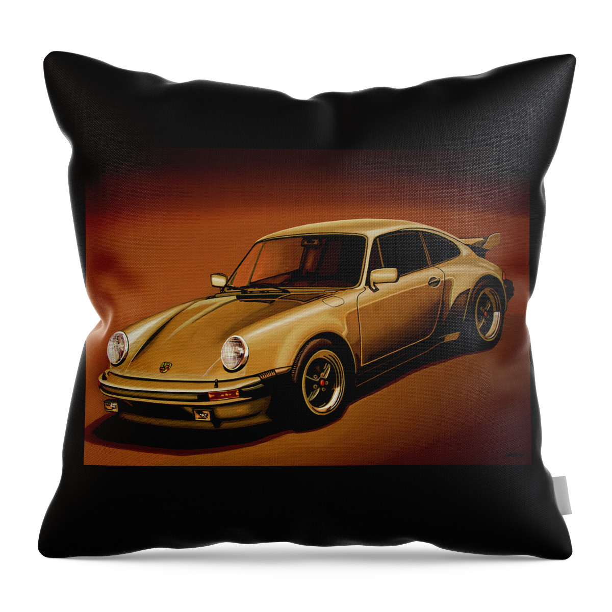Porsche 911 Throw Pillow featuring the painting Porsche 911 Turbo 1976 Painting by Paul Meijering