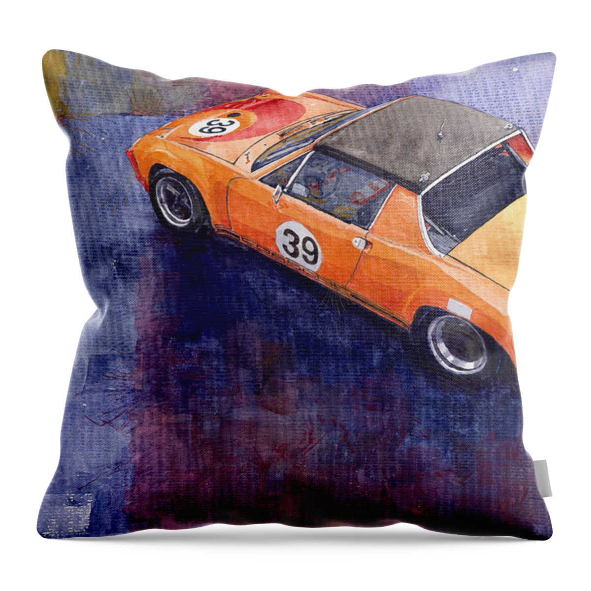 Shevchukart Throw Pillow featuring the painting Porsche 914 GT by Yuriy Shevchuk