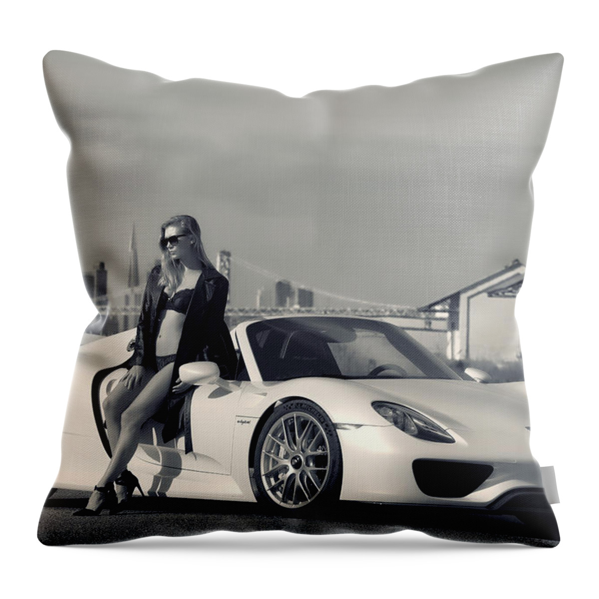 Kim Throw Pillow featuring the photograph #Porsche #918Spyder and #Kim by ItzKirb Photography