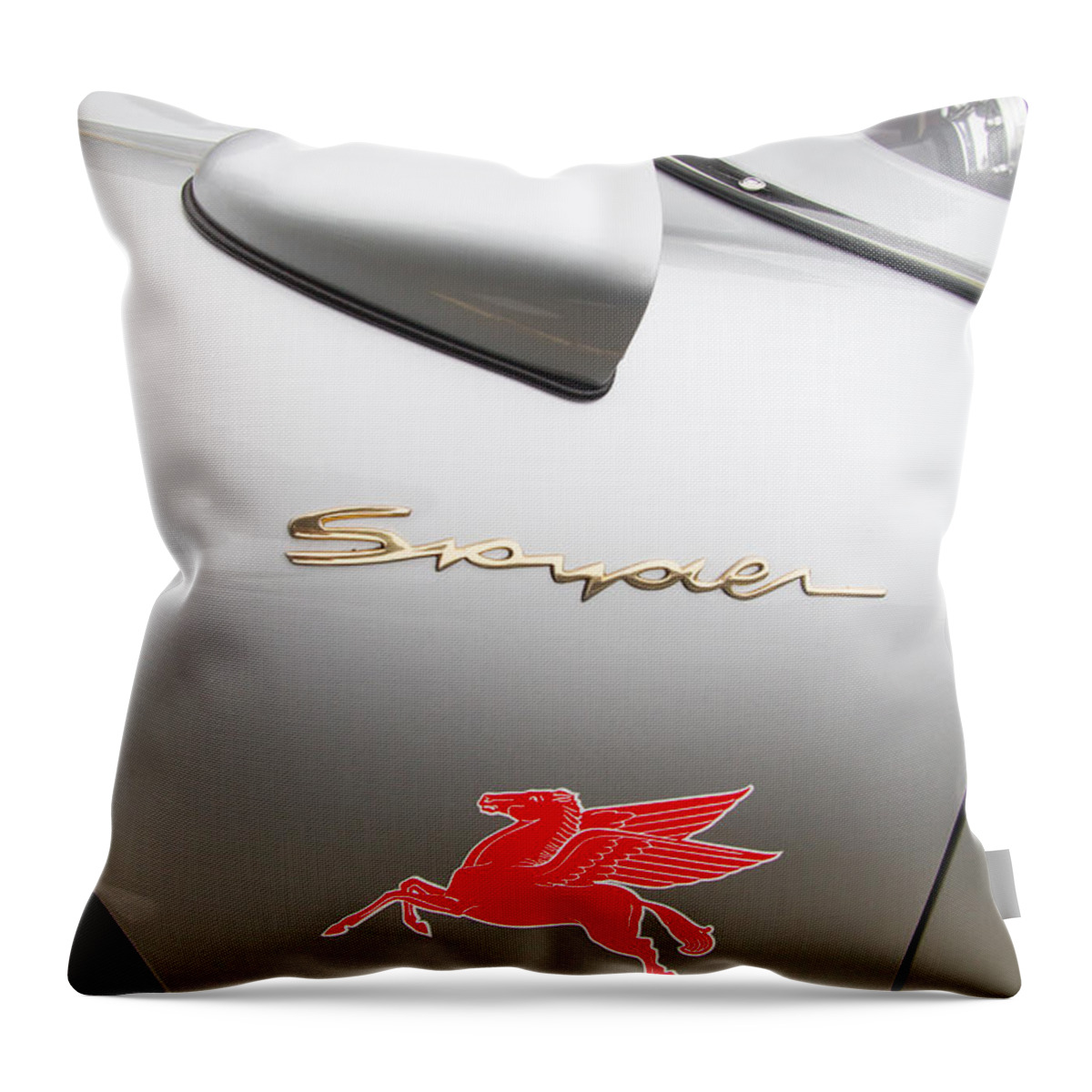 Porsche Spyder Throw Pillow featuring the photograph Porsche Spyder And The Flying Red Horse by Roger Mullenhour