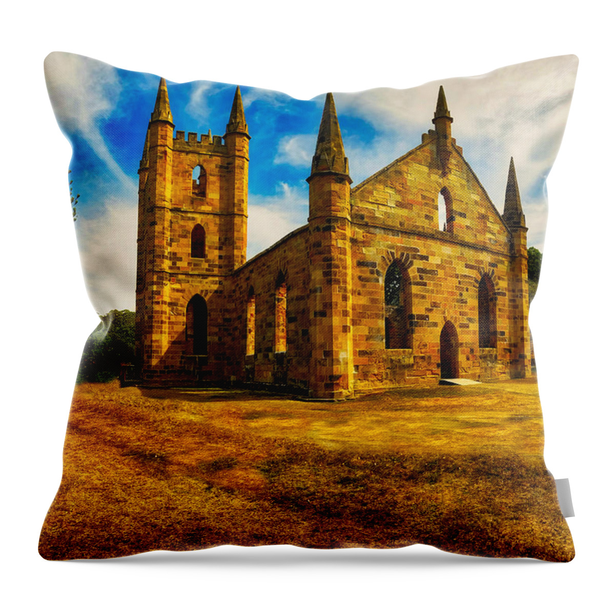 Port Arthur Throw Pillow featuring the photograph Port Arther Church by Richard Gehlbach