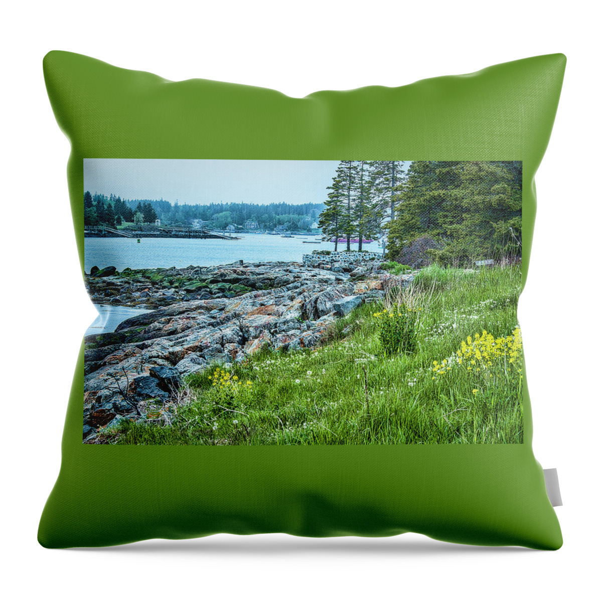  Port Clyde Throw Pillow featuring the photograph Port Clyde from Marshall Point by Daniel Hebard