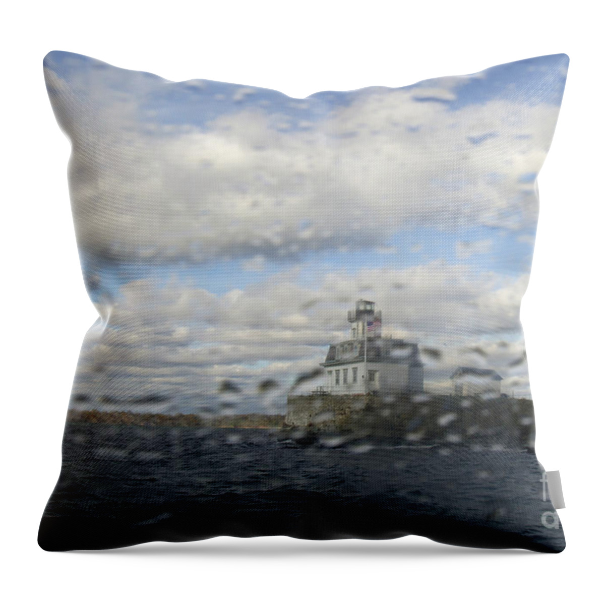 Lighthouse Throw Pillow featuring the photograph Port in the Storm by Karen Foley