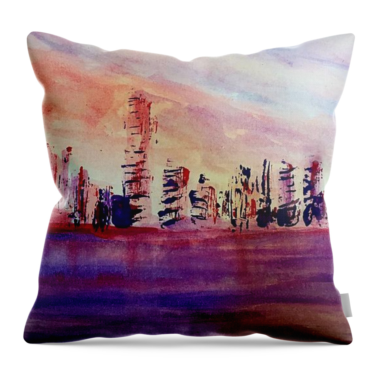Miami Port Throw Pillow featuring the painting Port of Miami Abstract by Anne Sands