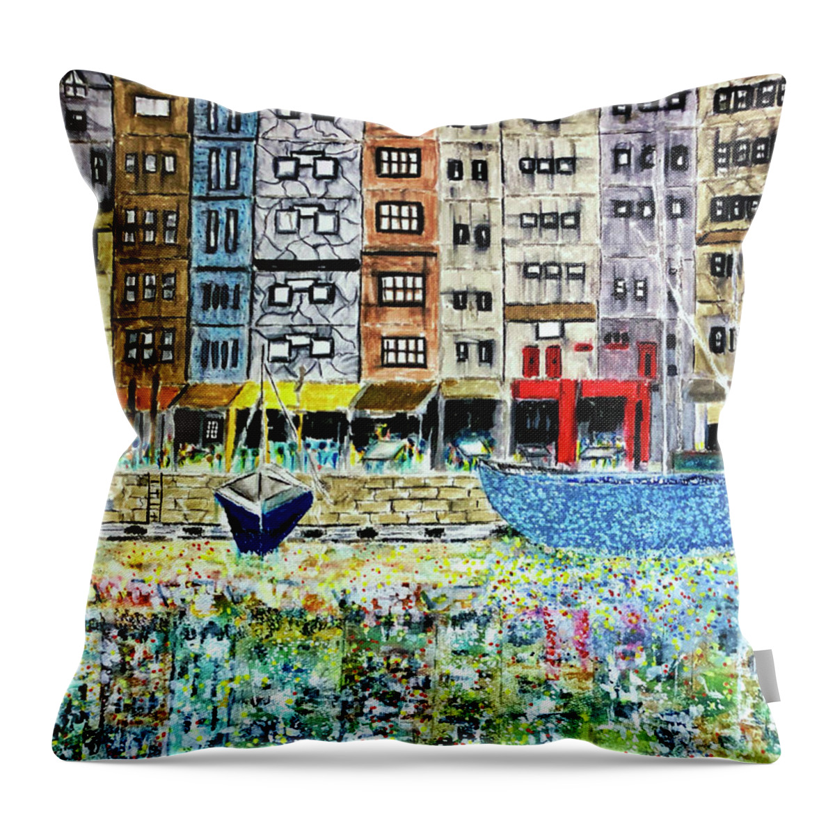 Contemporary Impressionist Throw Pillow featuring the painting Porta by Dennis Ellman