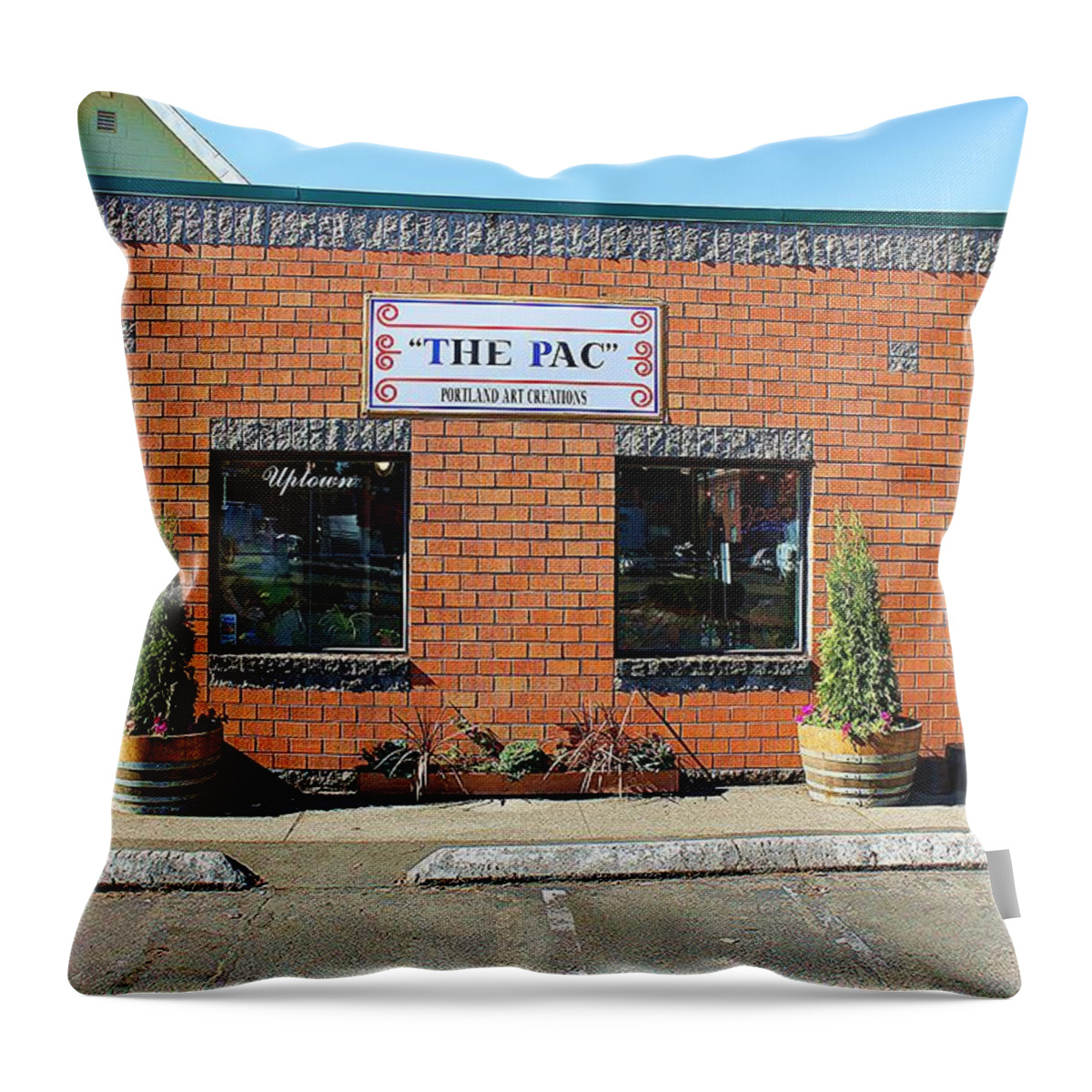  Throw Pillow featuring the painting Portland Art Creations #2 by James Dunbar