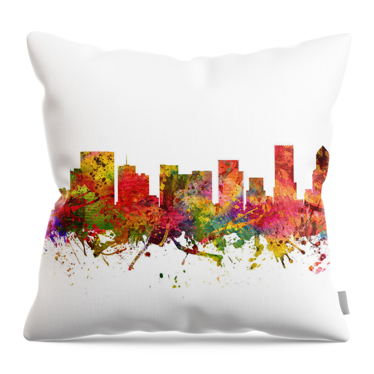 Portland Throw Pillow featuring the digital art Portland Cityscape 08 by Aged Pixel