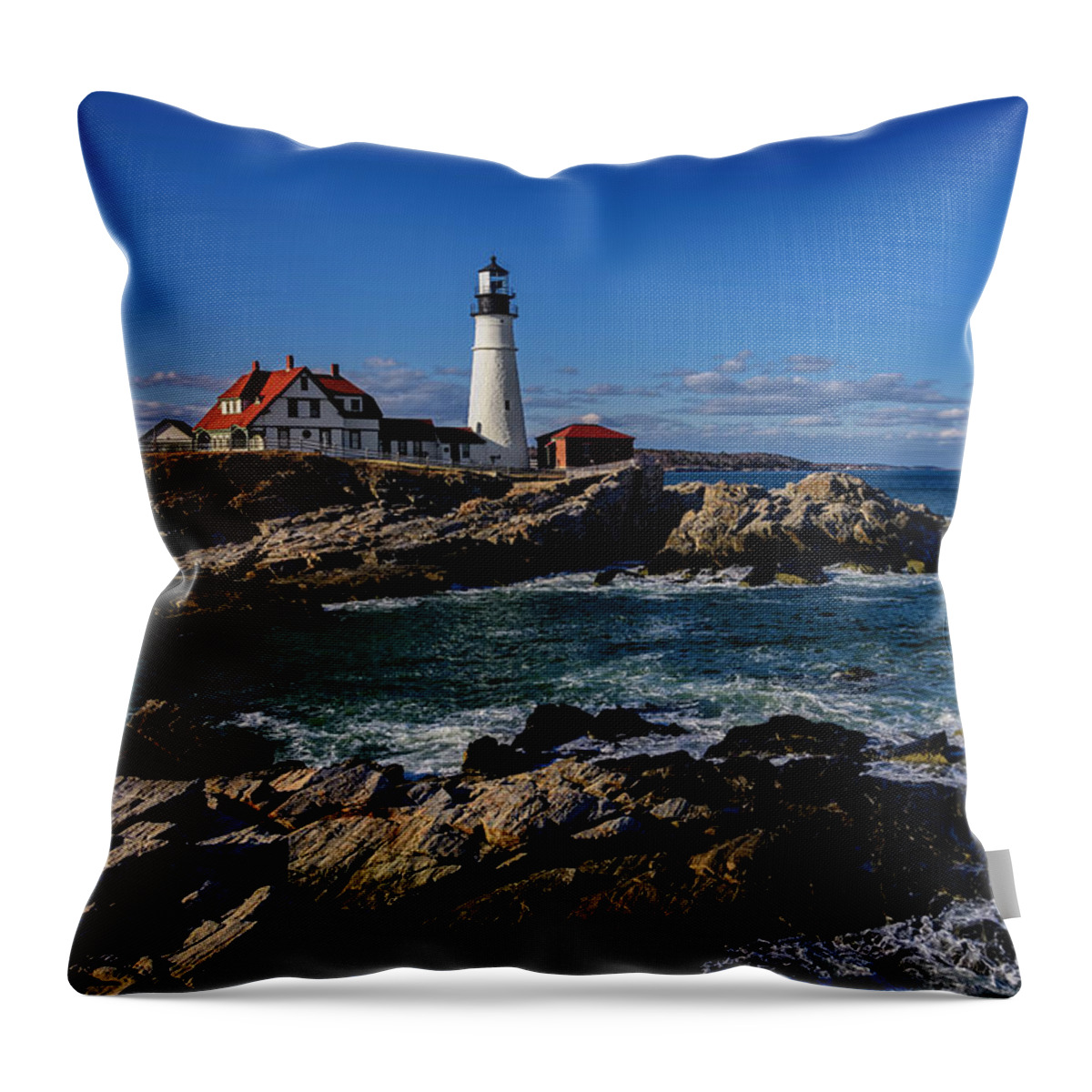 Lighthouse Throw Pillow featuring the photograph Portland Head Light No.32 by Mark Myhaver