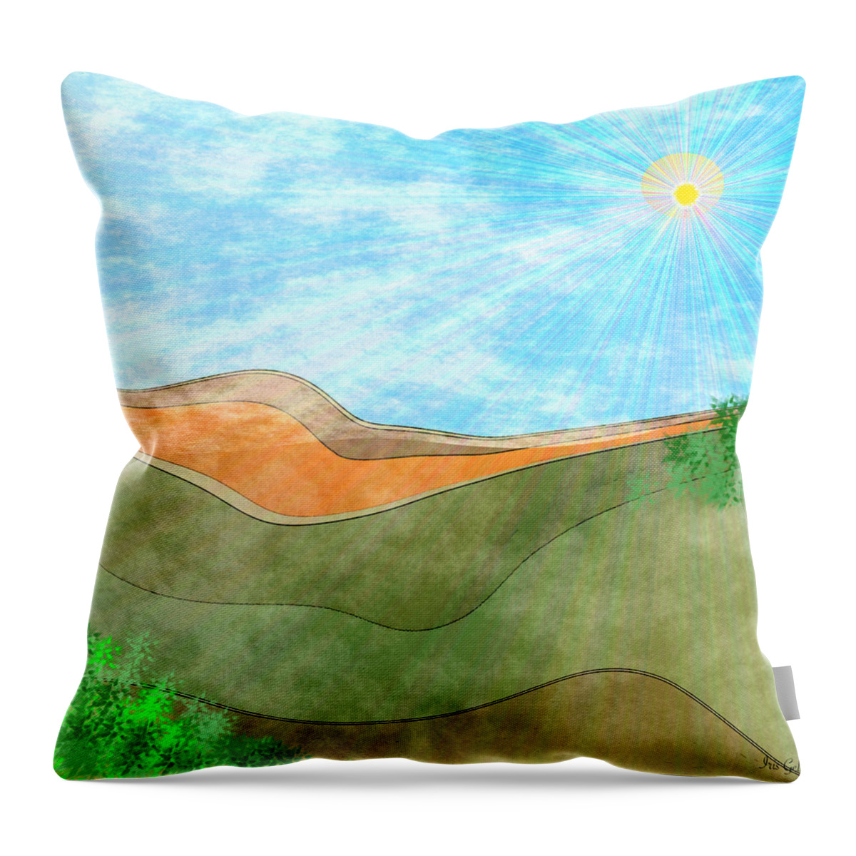 Illustration Throw Pillow featuring the digital art Portland Hills 2 by Iris Gelbart