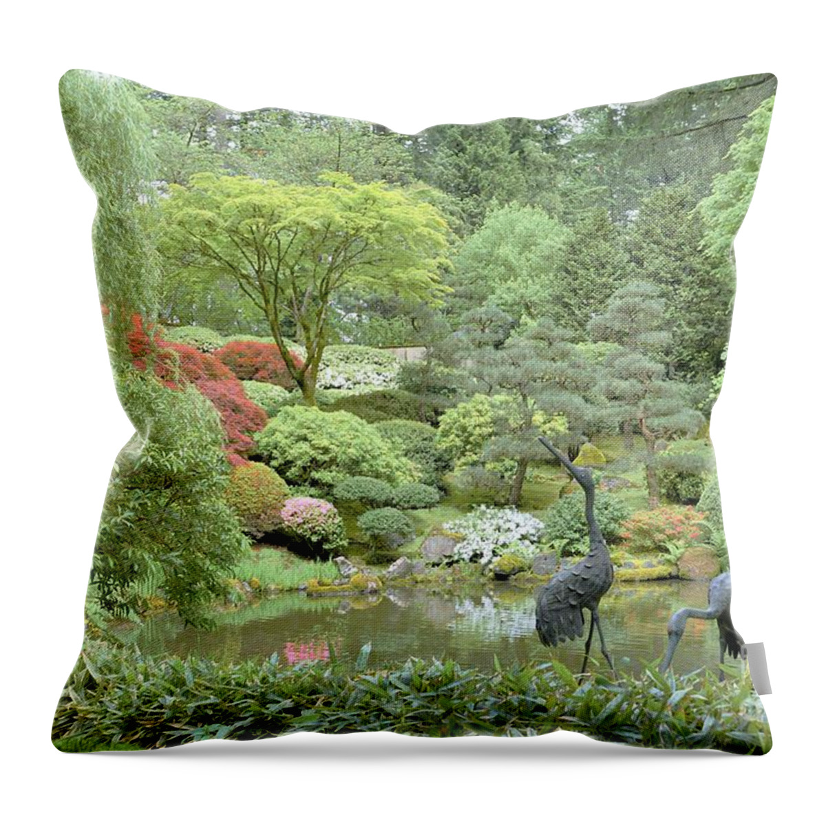 Portland Oregon Japanese Gardens Throw Pillow featuring the photograph Portland Oregon Japanese Gardens 2 by Merle Grenz