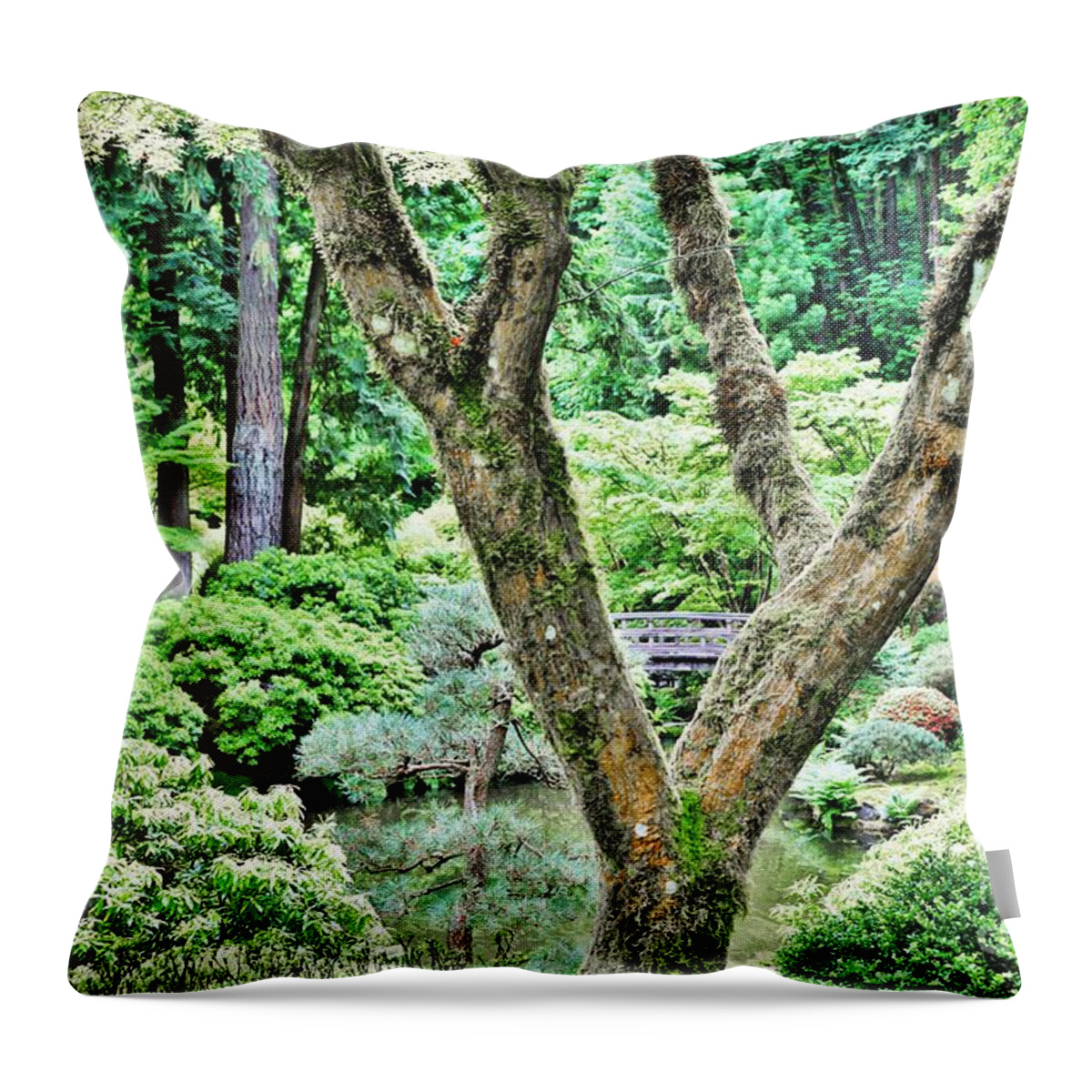 Portland Oregon Japanese Gardens Throw Pillow featuring the photograph Portland Oregon Japanese Gardens 3 by Merle Grenz