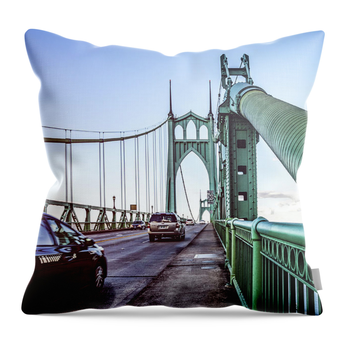 Bridge Throw Pillow featuring the photograph Portland Saint Johns Bridge by Anthony Doudt