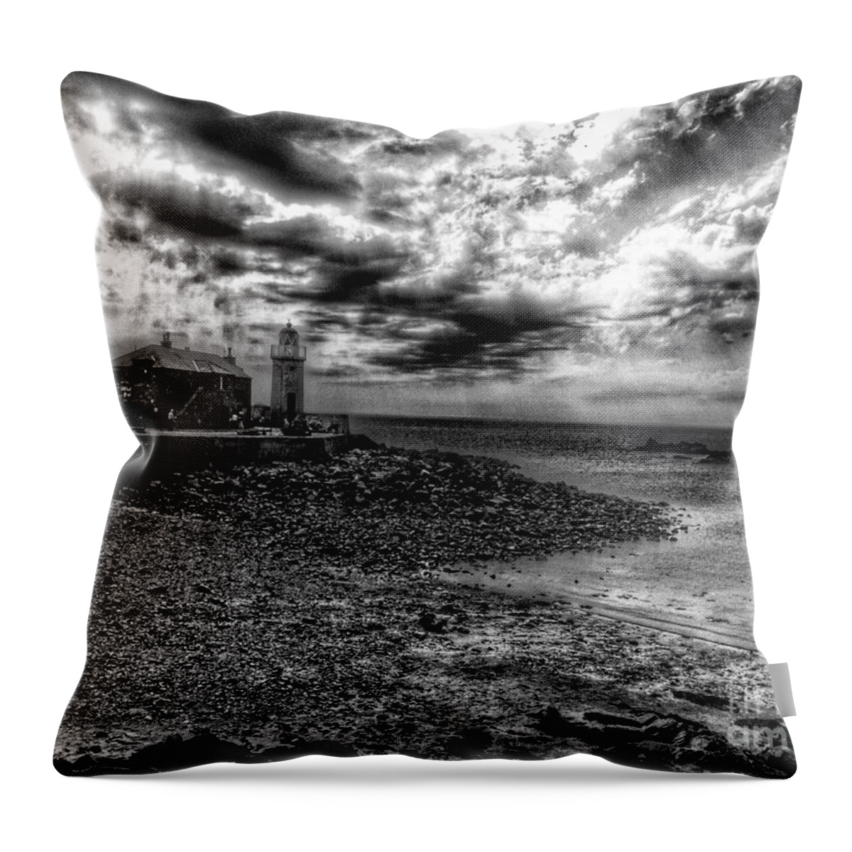 Portpatrick Throw Pillow featuring the photograph Portpatrick in Monochrome by Joan-Violet Stretch