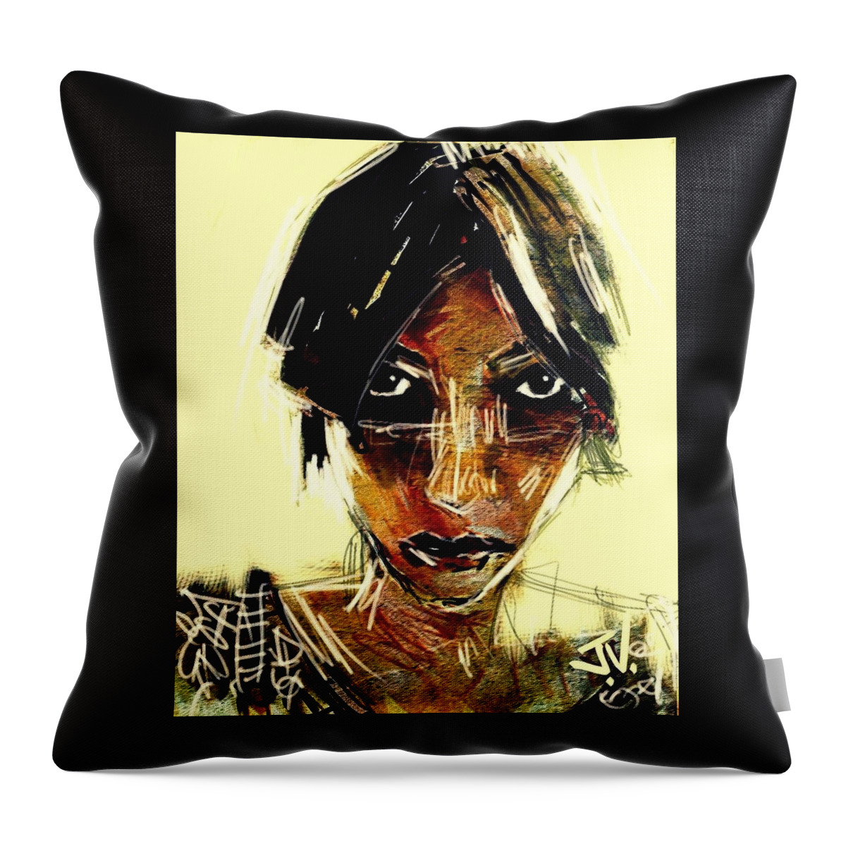 Portrait Throw Pillow featuring the painting Portrait 08Oct2015 by Jim Vance