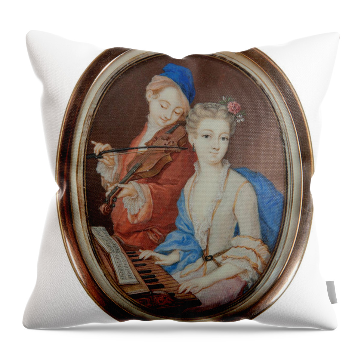 Portrait Miniature Late 18th - Early 19th Century Throw Pillow featuring the painting Portrait Miniature by MotionAge Designs